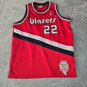 Mitchell & Ness Clyde Drexler Jersey Mens‎ 56 Red Embroidered NBA Sportswear